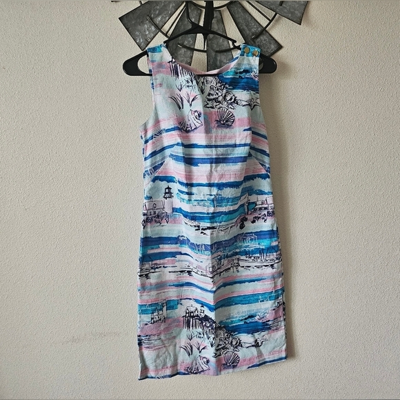 Talbots Beachy Cotton Striped Sleeveless Sheath Shift Dress Size 2. - Picture 6 of 11